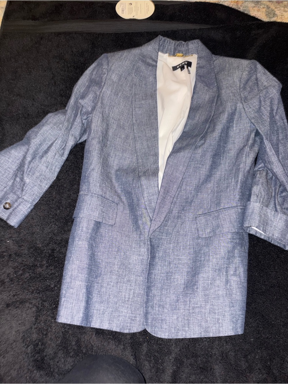 Dkny Women’s Blazer 4p Blue Denim/linen Style